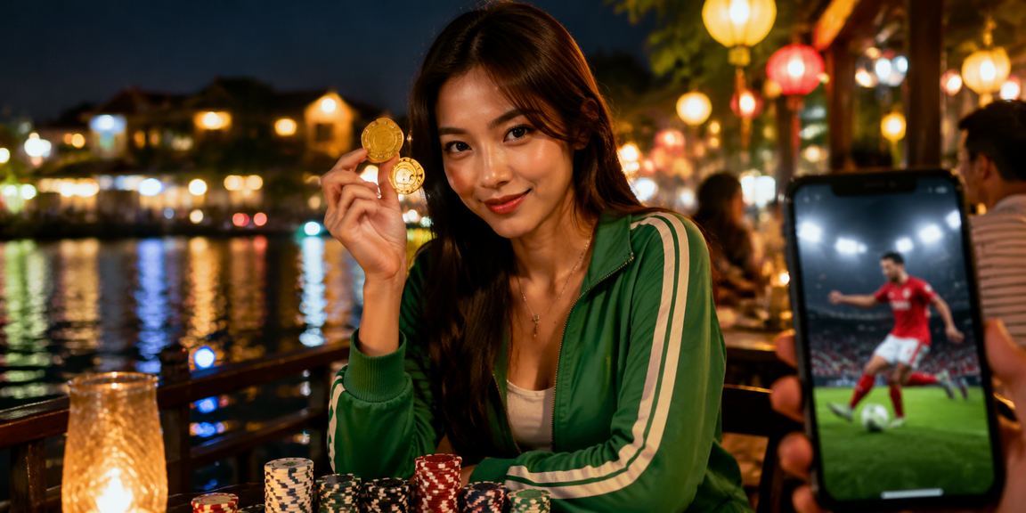 Người dùng tại Hội An tham gia cá cược thể thao bên ly cà phê buổi sáng