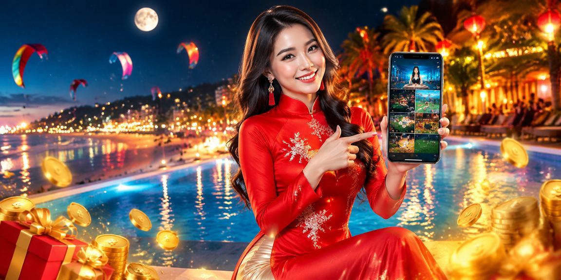 Người dùng mặc áo dài trải nghiệm ứng dụng casino và phân tích kèo tại Mũi Né