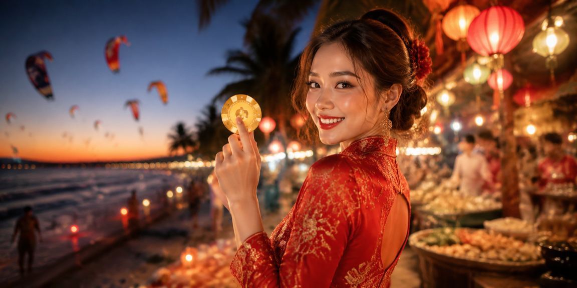 Không khí chợ đêm Mũi Né với người tham gia cá cược casino trên điện thoại